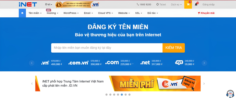 Trang web đăng ký Hosting Việt Nam giá hời của iNET