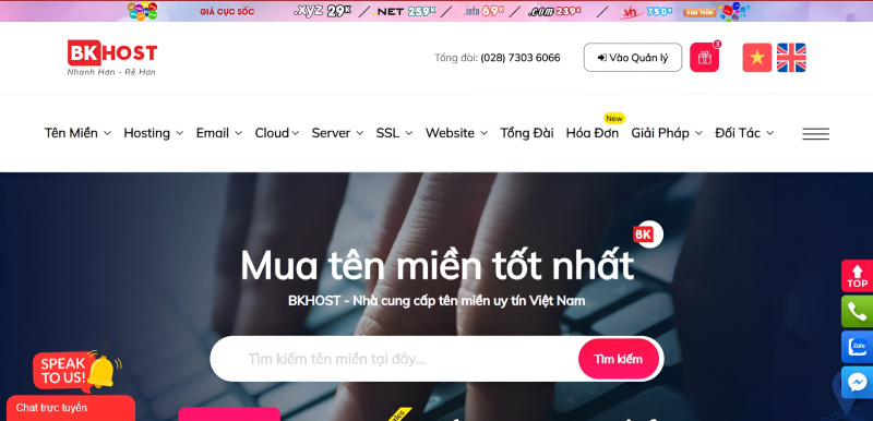 Trang chủ để mua Hosting Việt Nam của BKHOST